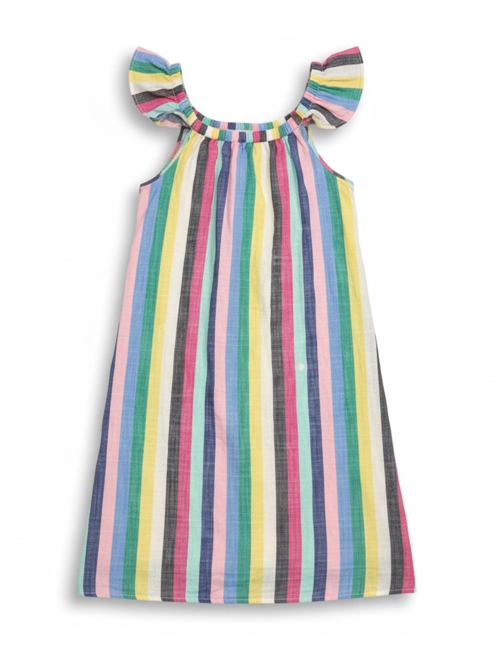 J. Crew Rainbow Striped Candy Colorful Dress -Size 2 Flutter Sleeves 100% Cotton
